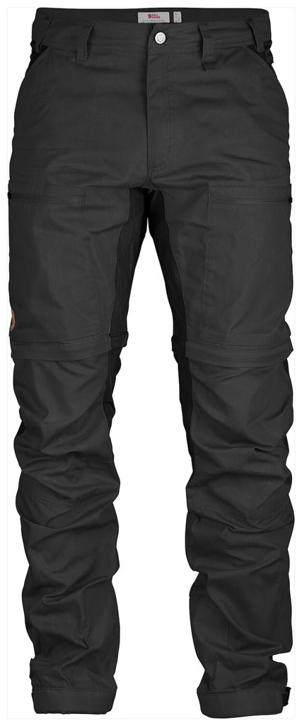 fjellreven abisko lite trekking zip-off bukse regular herre - dark grey - black
