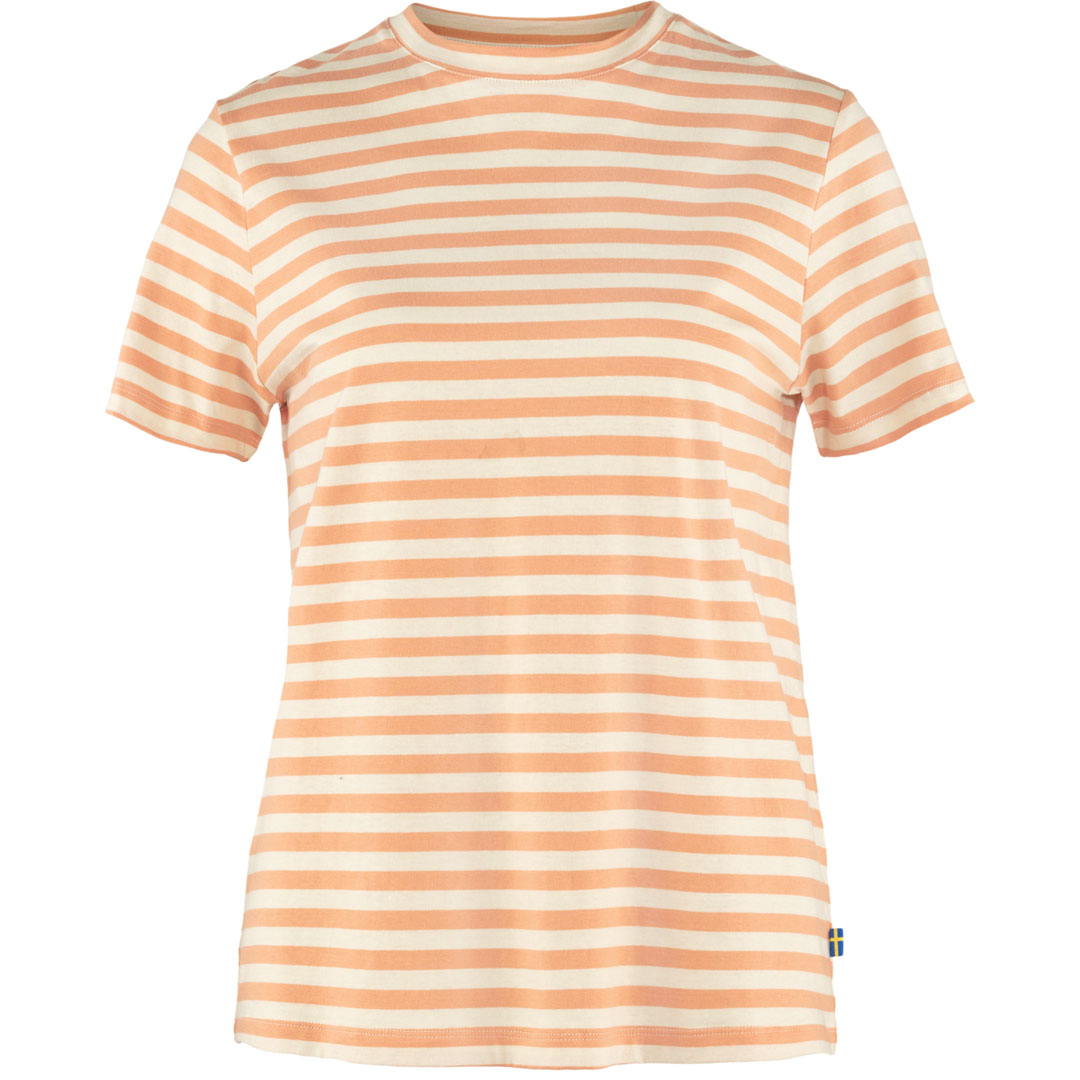 fjellreven striped t-shirt dame - landsort pink - chalk white