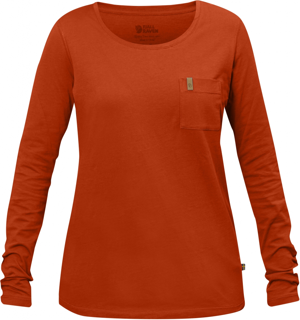 fjellreven Övik pocket t-shirt ls dame - flame orange