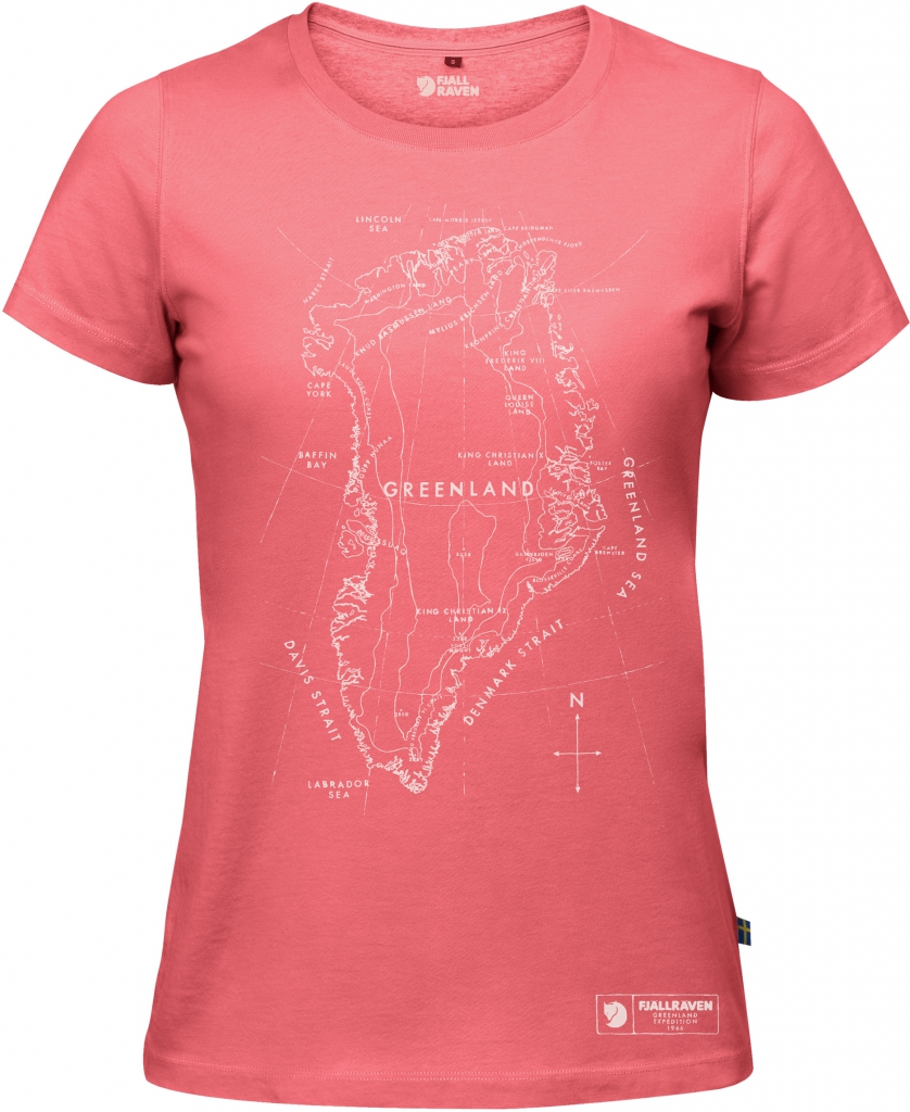 fjellreven greenland printed t-shirt dame - peach pink