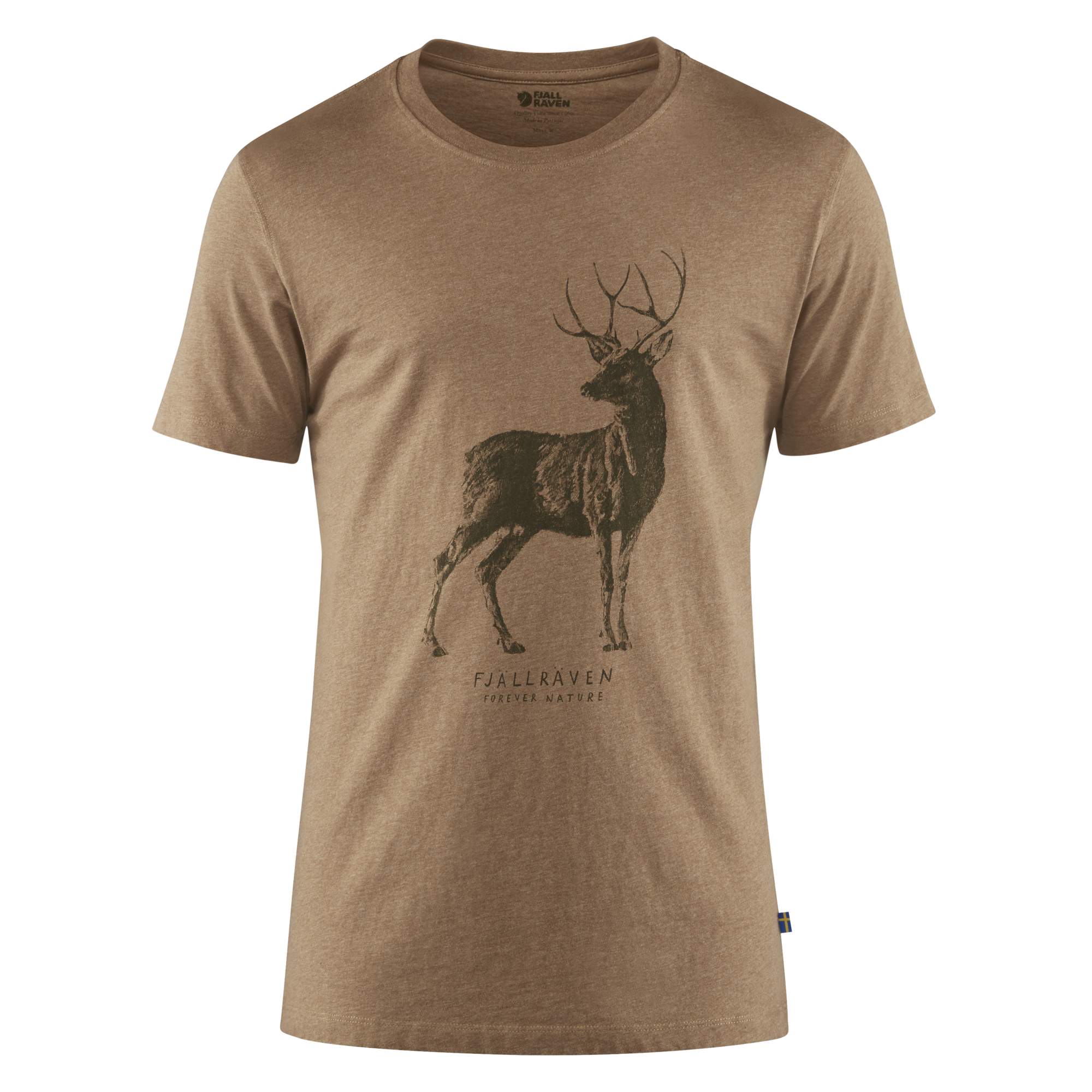 fjellreven deer print t-shirt herre - dark sand