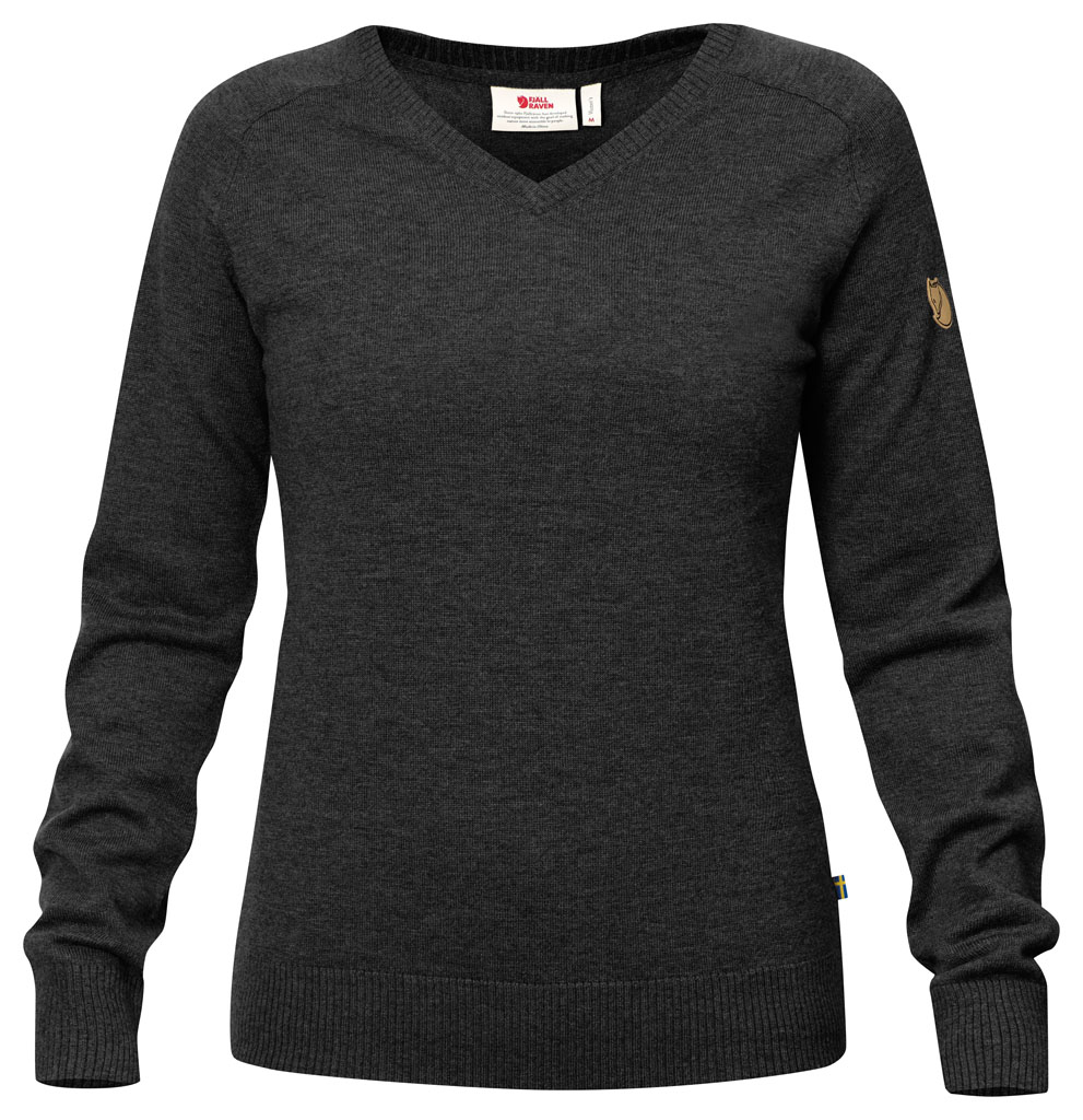 fjellreven sörmland v-neck sweater dame - dark grey